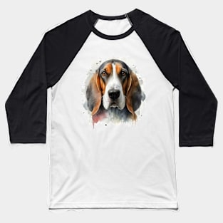 Dog Portrait Watercolor Painting Design Baseball T-Shirt